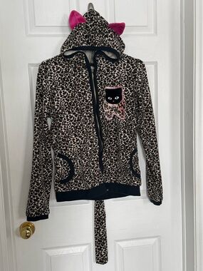 Leopard cat style velvet hoodie True Love brand